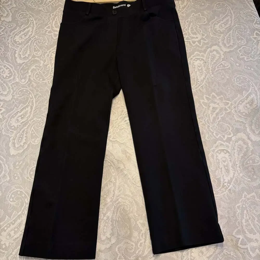Betabrand Black Straight Leg Dress Pants XLP/W33.5/L24.5 Petite Dressy Office